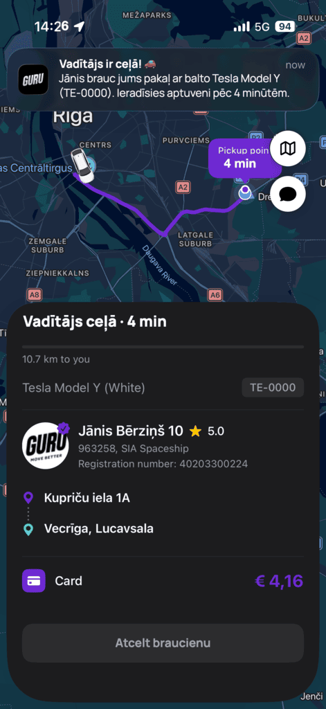 Piešķirtais vadītājs jau brauc pie jums